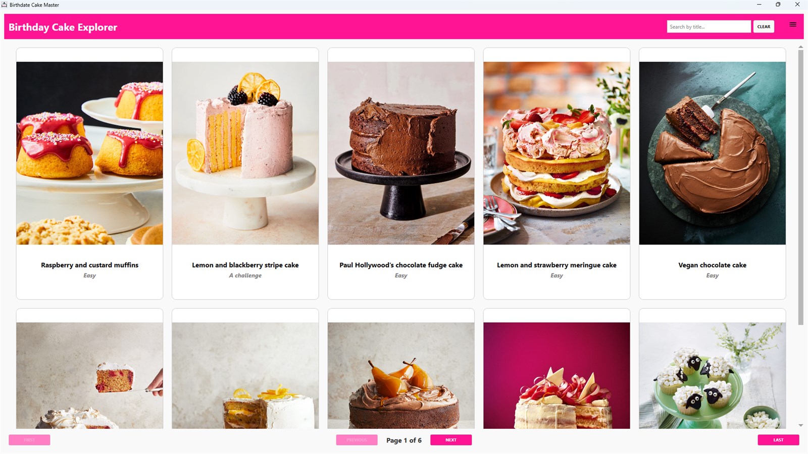 Birthday Cake Master: Delicious Recipes interface screenshot from Microsoft Store