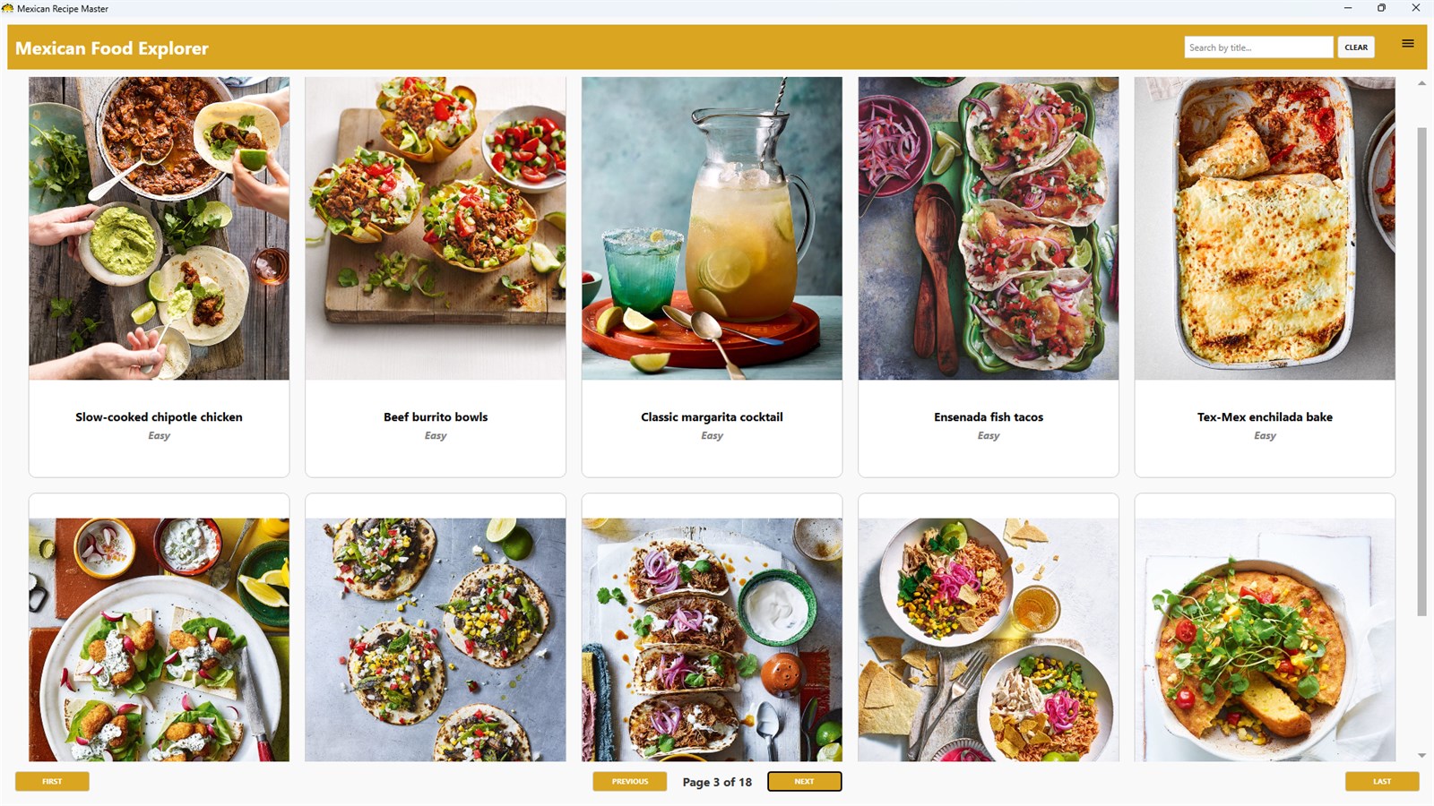 Mexican Recipe Master: Delicious Dishes interface screenshot from Microsoft Store