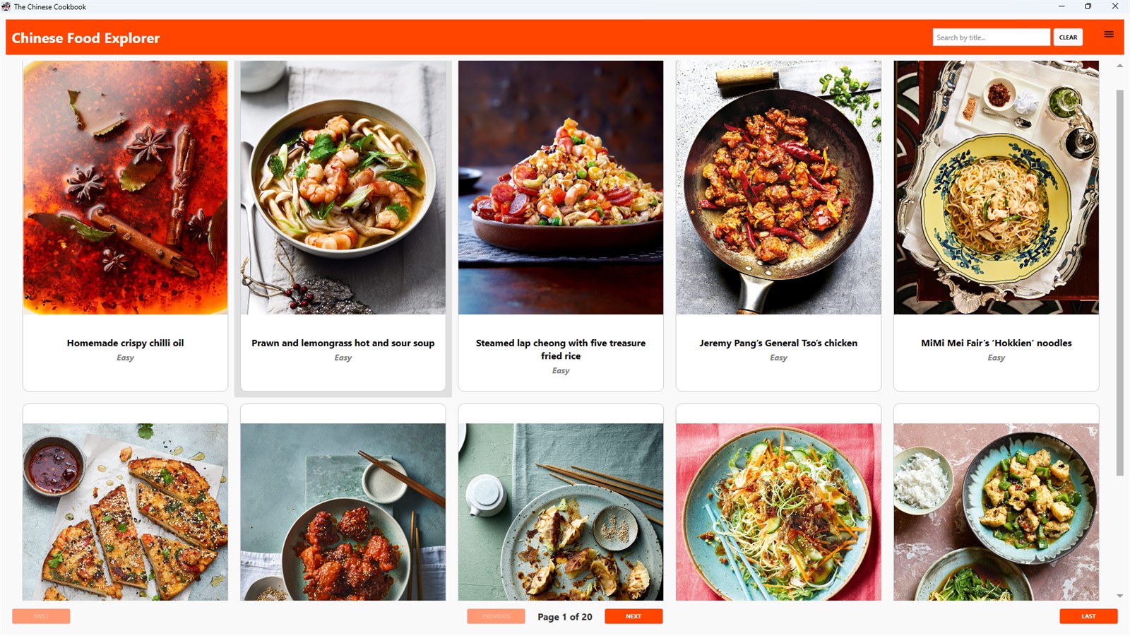 The Chinese Cookbook: Ultimate Collection of Recipes interface screenshot from Microsoft Store
